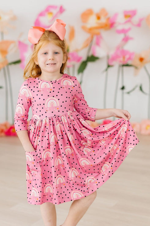 rainbow-wishes-3-4-sleeve-pocket-twirl-dress Mila &  Rose - Sophia's Style--3T--4